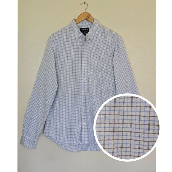Bonobos Other - Bonobos Tailored Fit Shirt Mens Size Large Long Heavyweight Cotton Plaid Print
